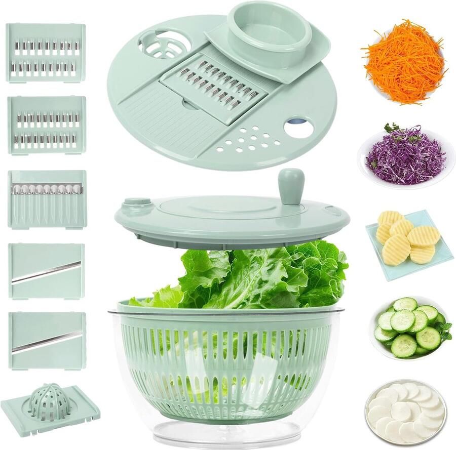 Slacentrifuge 5 Liter Salade Droger Groente Groenten Wassen Drogen Met Eigeelscheider 5 Liter Inhoud Groen