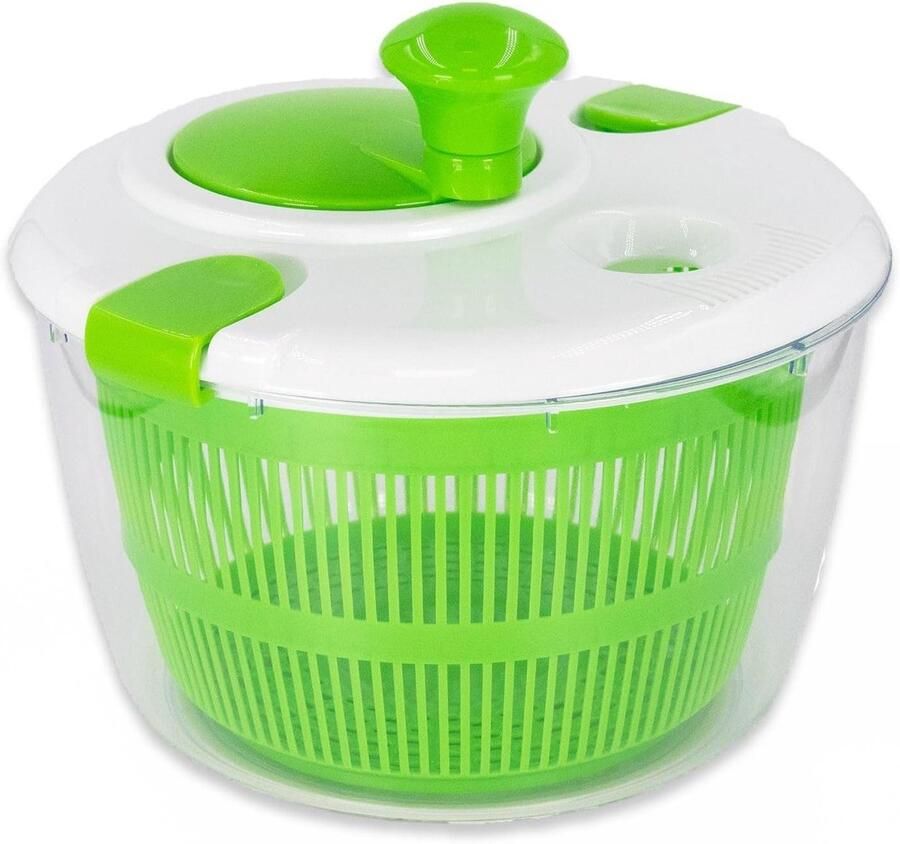 Slacentrifuge Groen Groente Droger Snel Salade Wassen Handige Draaihendel 24.5 x 24 cm Groen