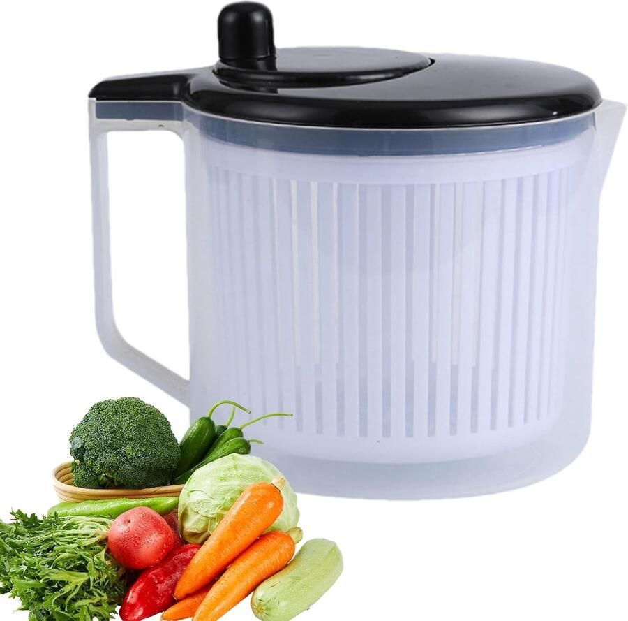 Slacentrifuge Groente Droger Keuken Bereiding Handmatige Bediening 20x18x18 cm Zwart