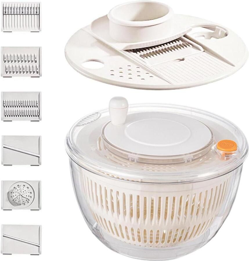 Slacentrifuge Groente Droger Keuken Gadget Maaltijd Voorbereiding Antislip Stabiliteit 24.5 cm Wit