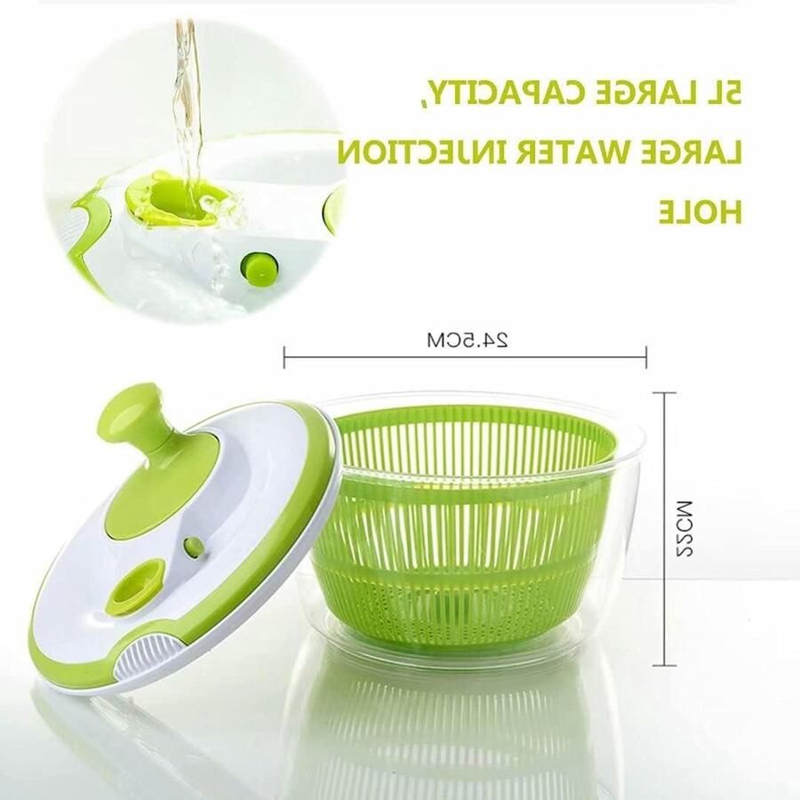 Slacentrifuge Groente Droger Salade Bereiden Handmatige Wip 5 Liter Groen