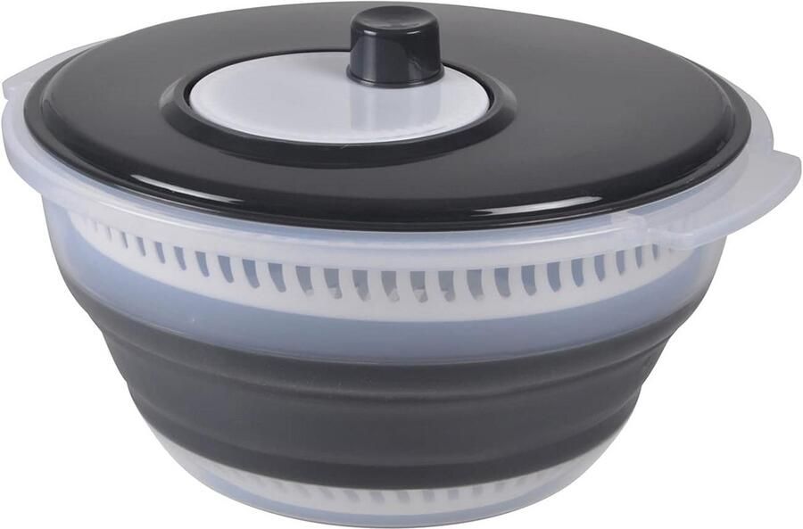 Slacentrifuge Groente Droger Salade Bereiden Intrekbaar Design 28 x 15 cm Grijs
