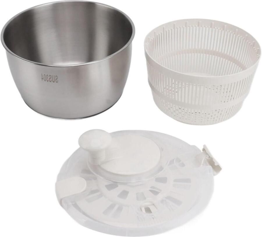 Slacentrifuge Groente Droger Salade Maken Dubbellaags Ontwerp 25 cm Zilver