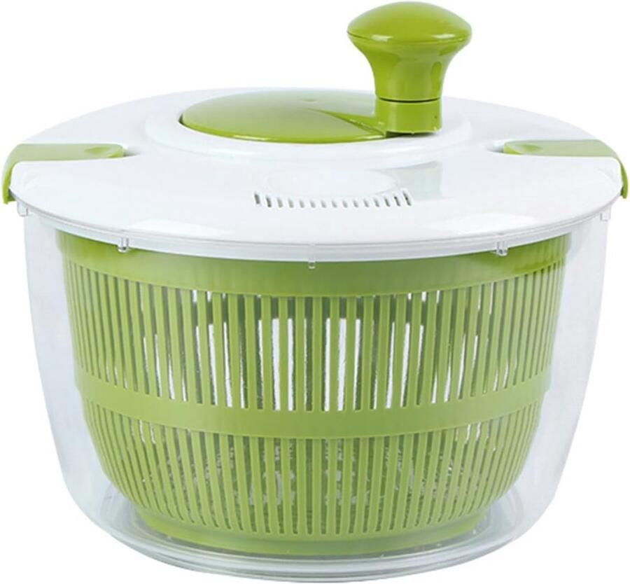 Slacentrifuge Groente Droger Snel Salade Drogen Ergonomisch Zwengelsysteem 24 x 22 cm Wit Groen