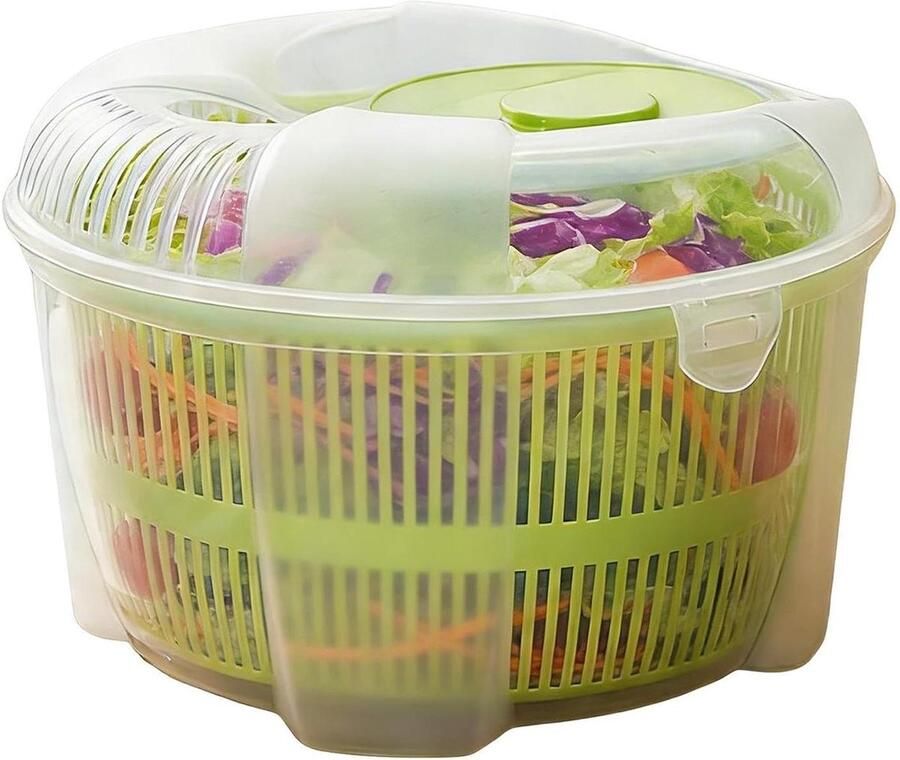 Slacentrifuge Groentedroger Groentepers Salades Maken Efficiënte Waterverwijdering 21 x 21 x 14 cm Groen