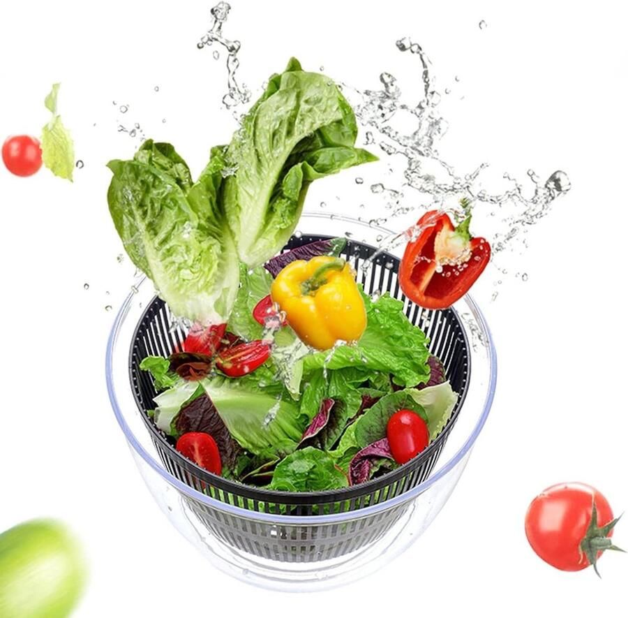 Slacentrifuge Groentedroger Salade Spinner Groenten Drogen Anti-slip basis 5L Wit