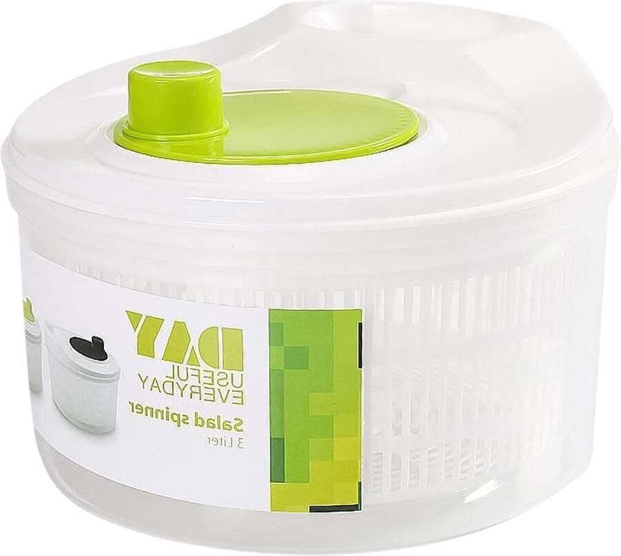 Slacentrifuge Groentedroger Saladebereider Salade Maken Dubbellaags Ontwerp 3 Liter Groen