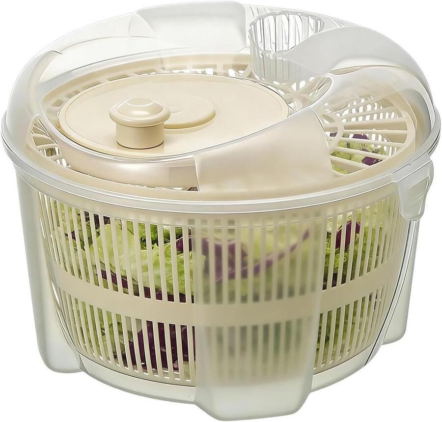 Slacentrifuge Groentendroger Salades Maken Handmatige Slinger 21x21x14cm Wit