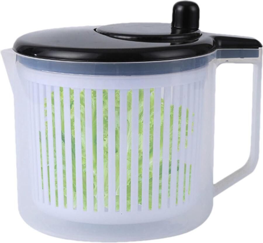 Slacentrifuge Groentesnijder Fruitwasser Afvoermand Snel Salades Maken Voedselveilig Materiaal 22 x 17 x 18.5 cm Zwart