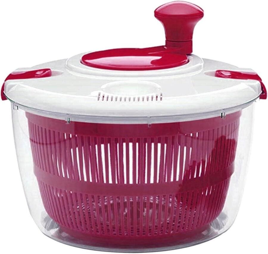Slacentrifuge Grote Capaciteit Groente Droger Fruit Reiniger Salades Maken Tijdbesparend Drogen 5L Rozerood Blauw