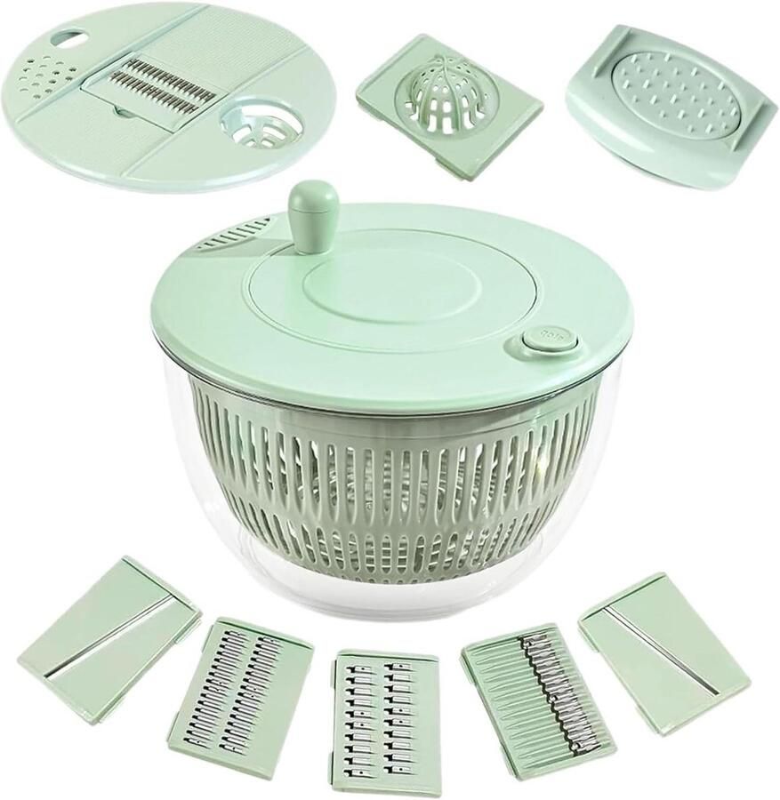 Slacentrifuge Keuken Droger Salade Bereiden Multifunctioneel Keukenhulp 23.5 x 23.5 x 14 cm Groen