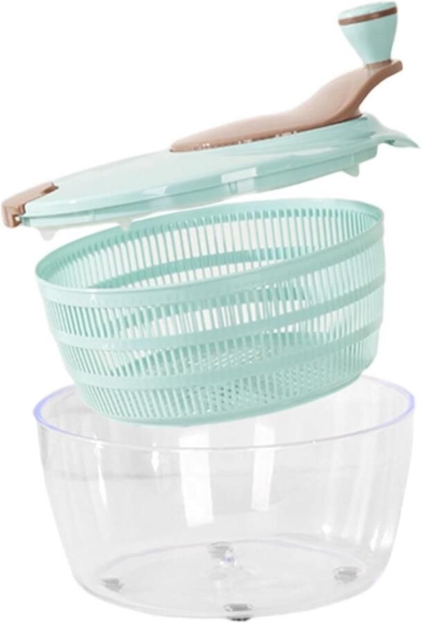 Slacentrifuge Keuken Groente Droger Snel Salade Maken Dubbellaags Ontwerp 24.5x24.5x16.5 cm Blauw