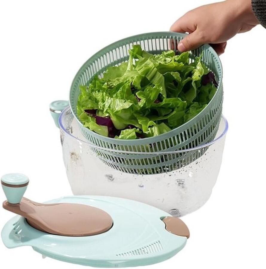 Fruit En Salade Centrifuge Groente Droger Snel Drogen Handzwengel Bediening 24.5x24.5x16.5 cm Blauw