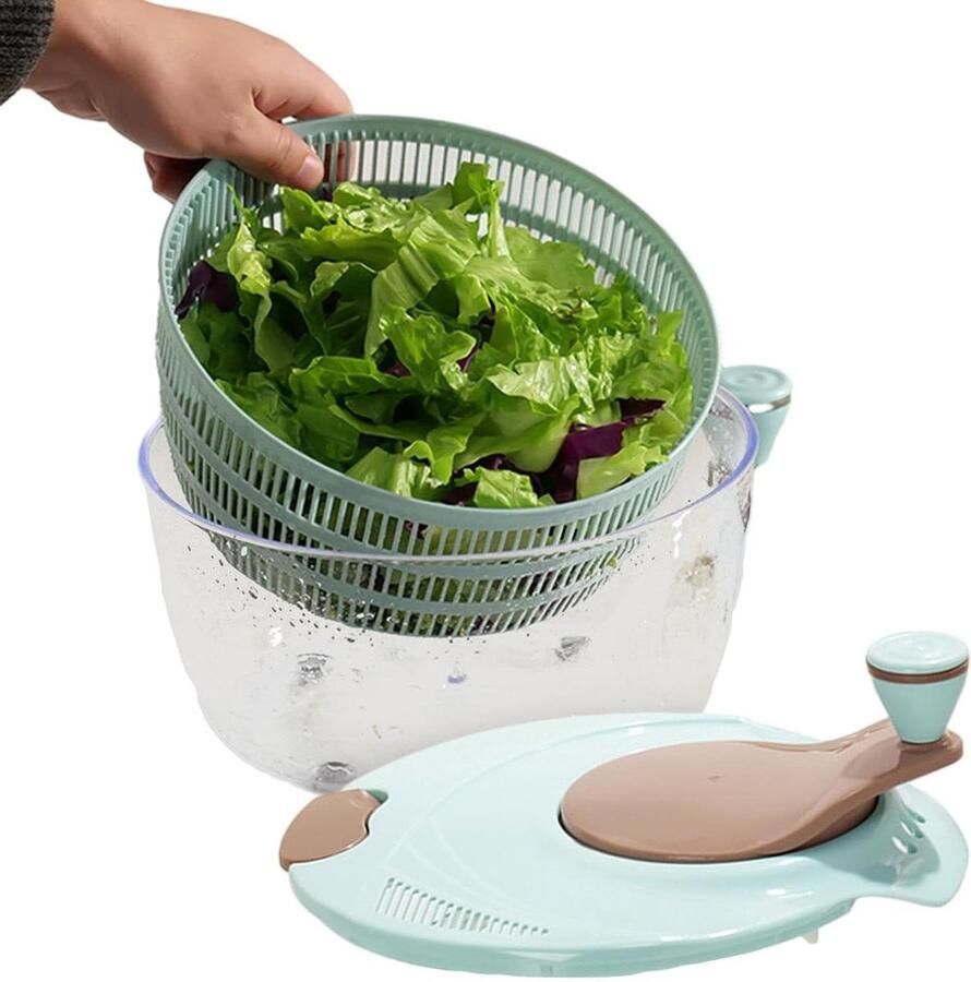 Slacentrifuge Keuken Salade Droger Groenten Wassen Dubbellaags Ontwerp 24.5 cm Blauw