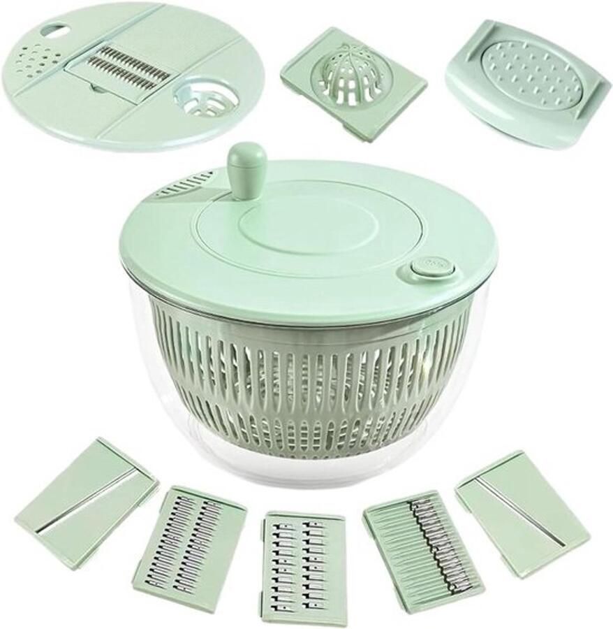 Slacentrifuge Keukenmachine Voor salades bereiden Multifunctioneel keukengereedschap 23.5 cm Groen