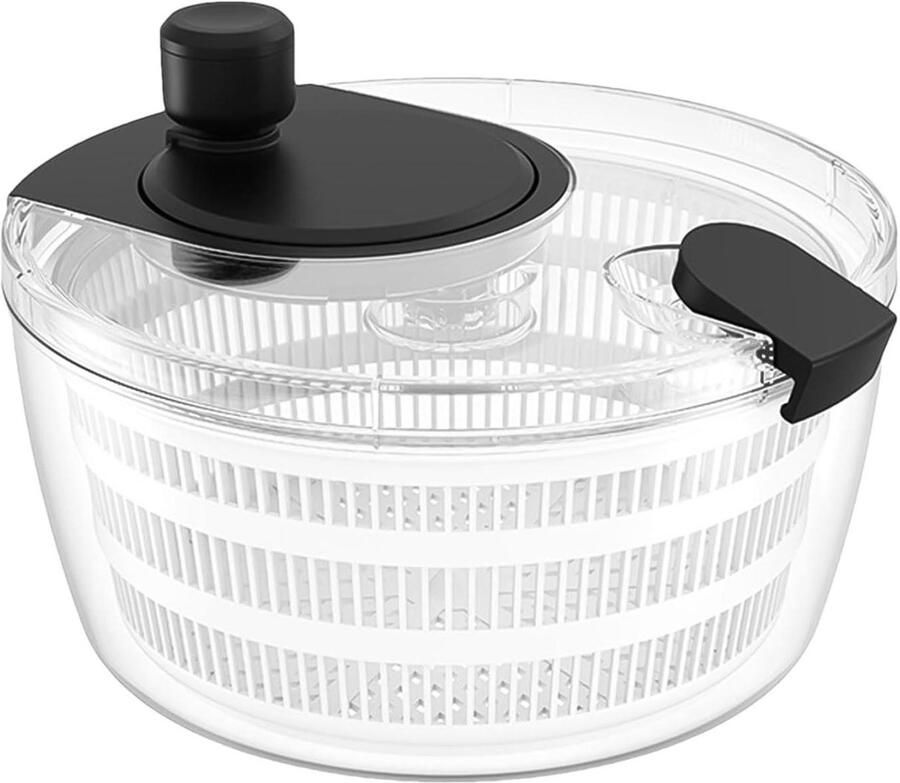 Slacentrifuge Kom Groente Droger Salade Bereiden Veilige Gesp Ontwerp 4 Liter Capaciteit Zwart