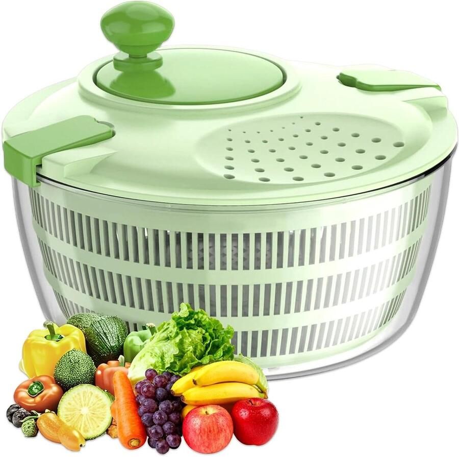 Slacentrifuge met Deksel Groente Droger Salades Maken BPA-Vrij Ontwerp 45 L Kom Transparant