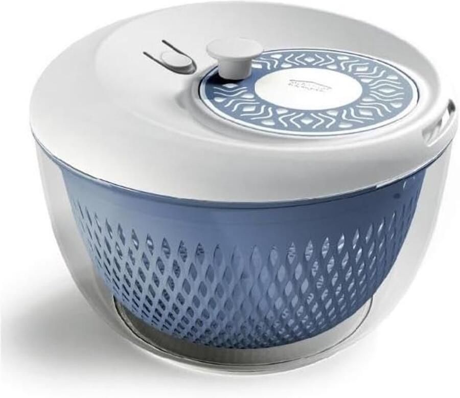 Slacentrifuge met deksel Groente droger Verse salades maken 2-in-1 functie 26 cm diameter Blauw