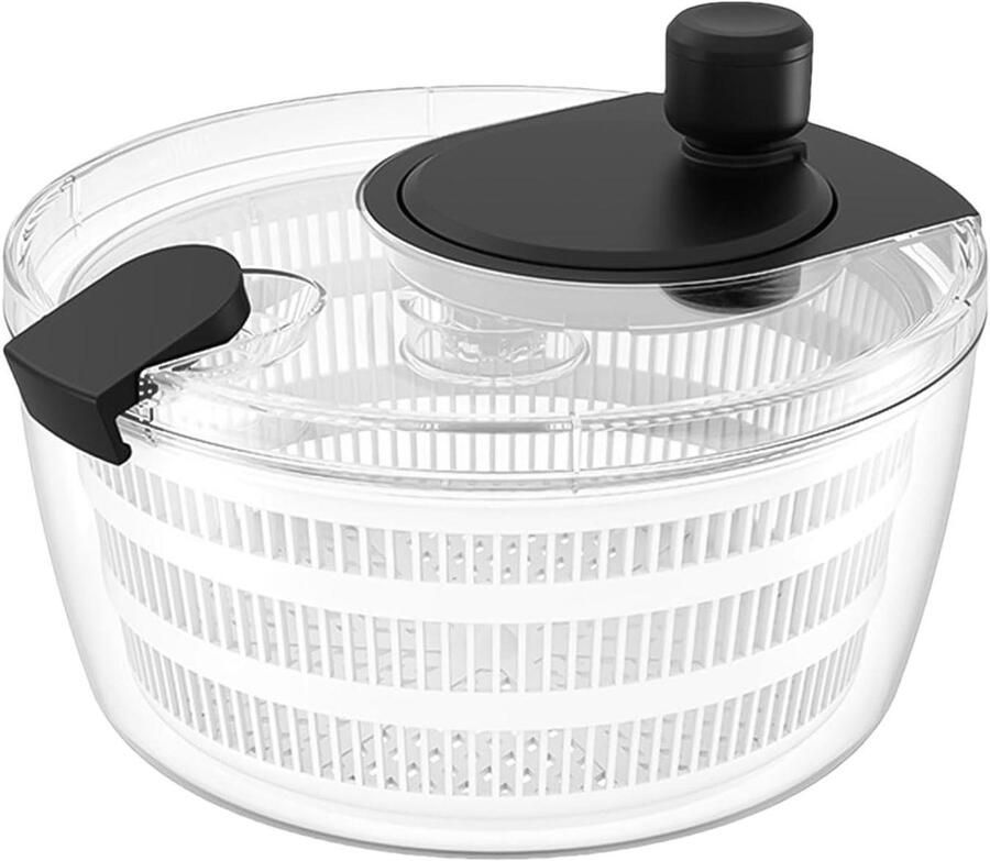 Slacentrifuge met Kom Groentewasser Droger Salades Drogen Handmatige Hendel Bediening 4L Capaciteit Zwart