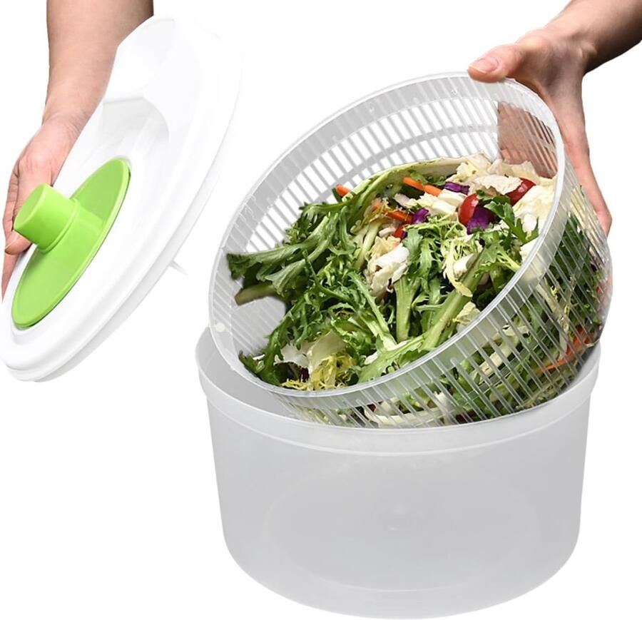 Slacentrifuge Saladedroger Snelle Saladebereiding Dubbellaags Ontwerp 3 Liter Capaciteit Groen