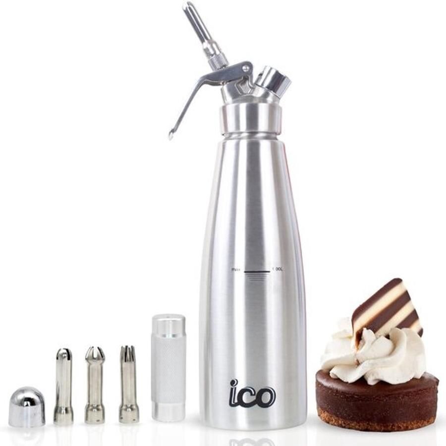 Slagroomdispenser RVS Crème Opschuimer Desserts Maken Volledig RVS 1 Liter Zilver