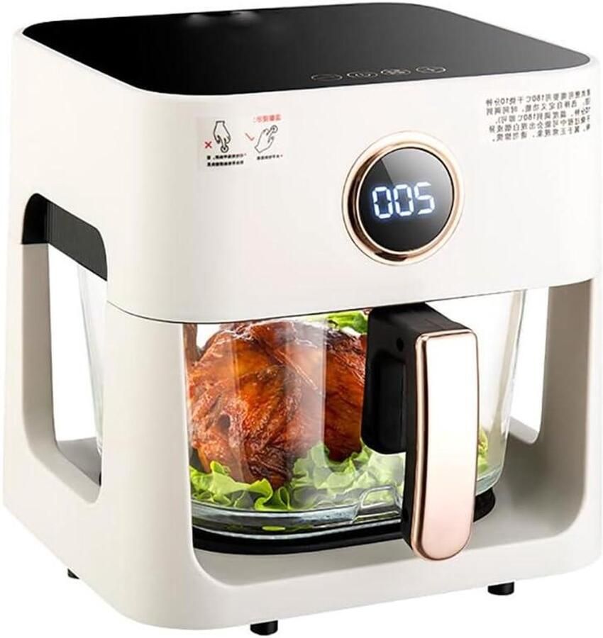 Slimme Airfryer Heteluchtoven Keuken Gezond Koken Grote Transparanteruit 4 Liter Capaciteit Wit