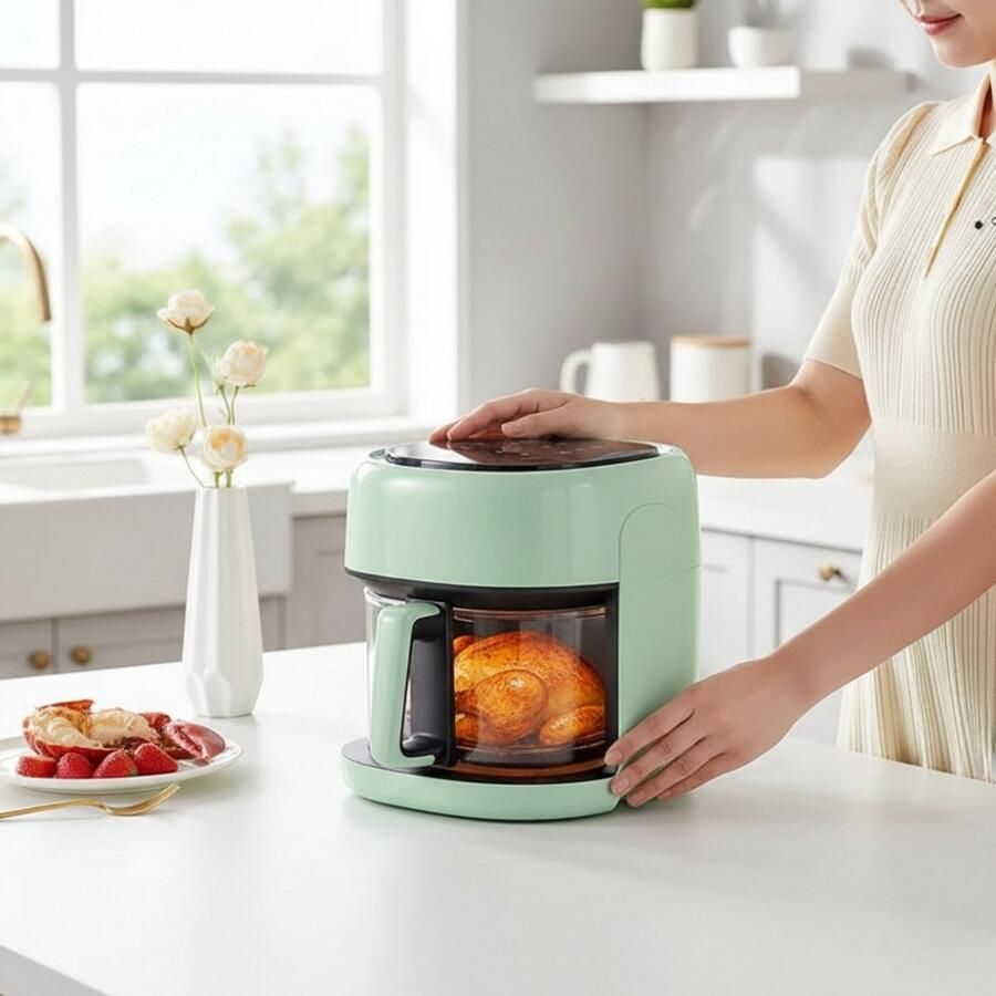 Slimme airfryer met 4 5L capaciteit – olievrije heteluchtoven met kijkvenster