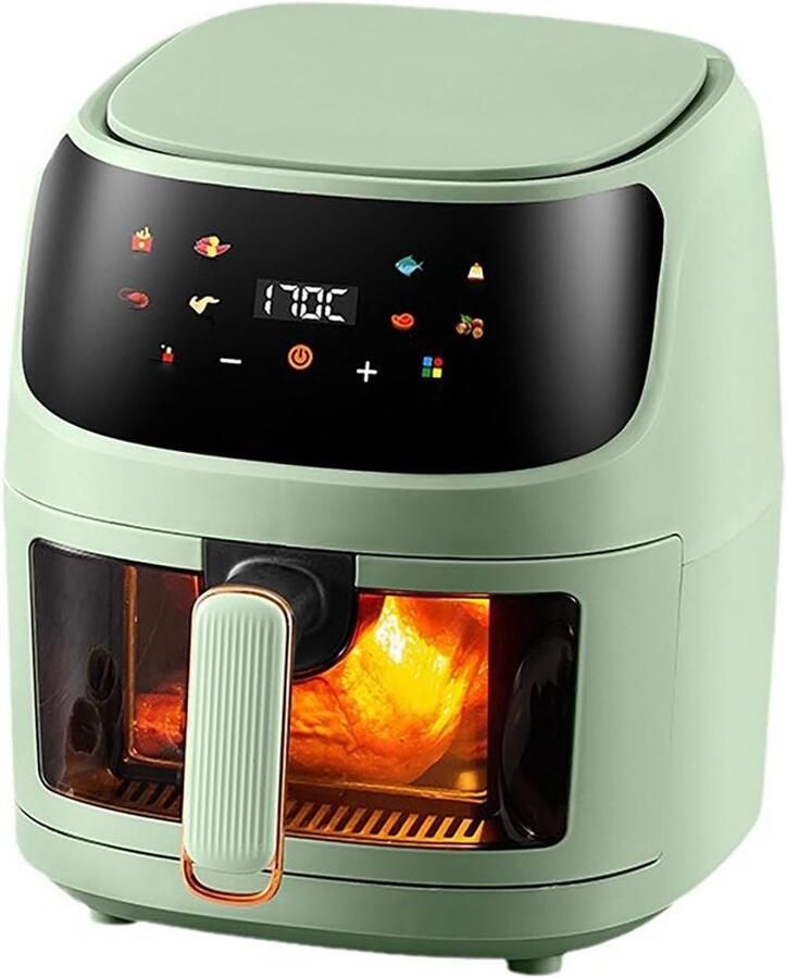 Slimme Airfryer met Kijkvenster Heteluchtfriteuse voor 4-5 Personen 8 Programma's Touchscreen