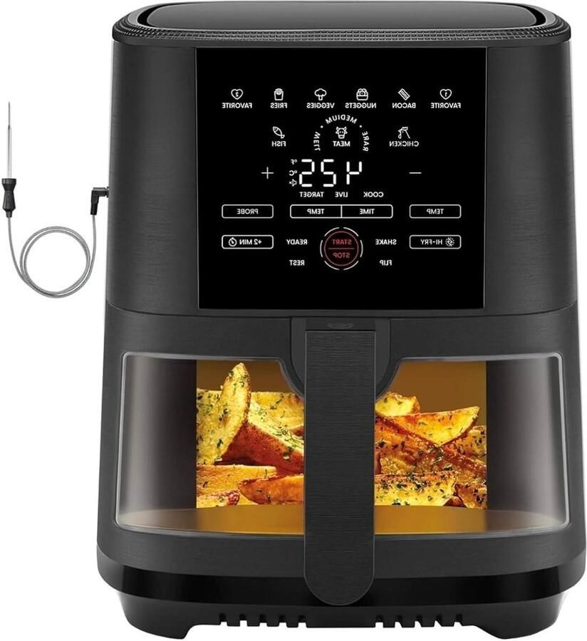 Slimme Airfryer Olievrije Friteuse Gezond Koken Snelle Luchtcirculatie 5 Qt Zwart