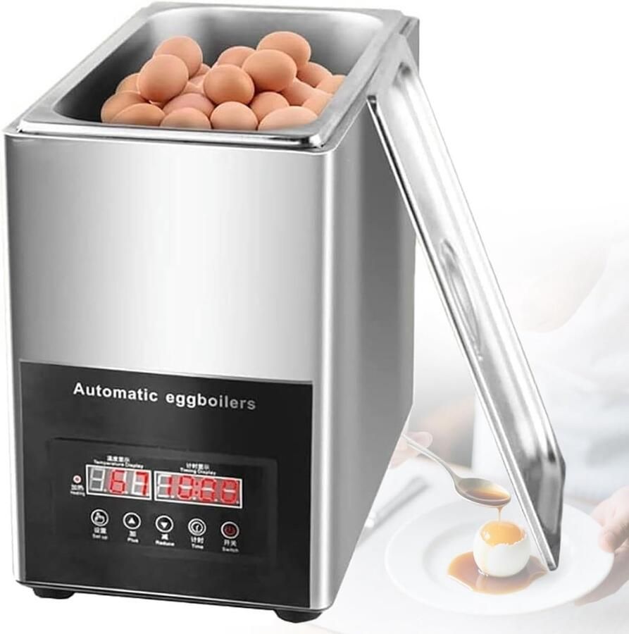 Slimme eierkoker Commerciële koker Grote hoeveelheden koken Microcomputerbesturing 9 liter capaciteit Zilver