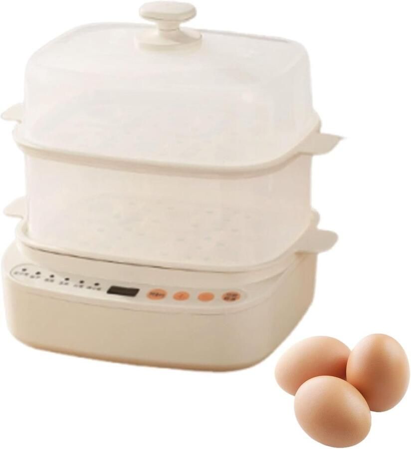 Slimme Eierkoker Elektrische Koker Snel Ontbijt Kookt 12 Eieren Compact Formaat Wit