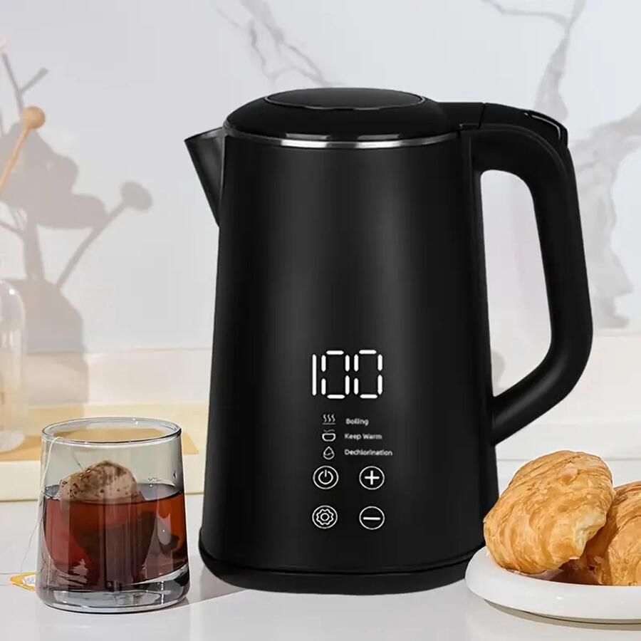 Slimme elektrische waterkoker met temperatuurregeling – 304 RVS dubbelwandig snelkoken & warmhoudfunctie