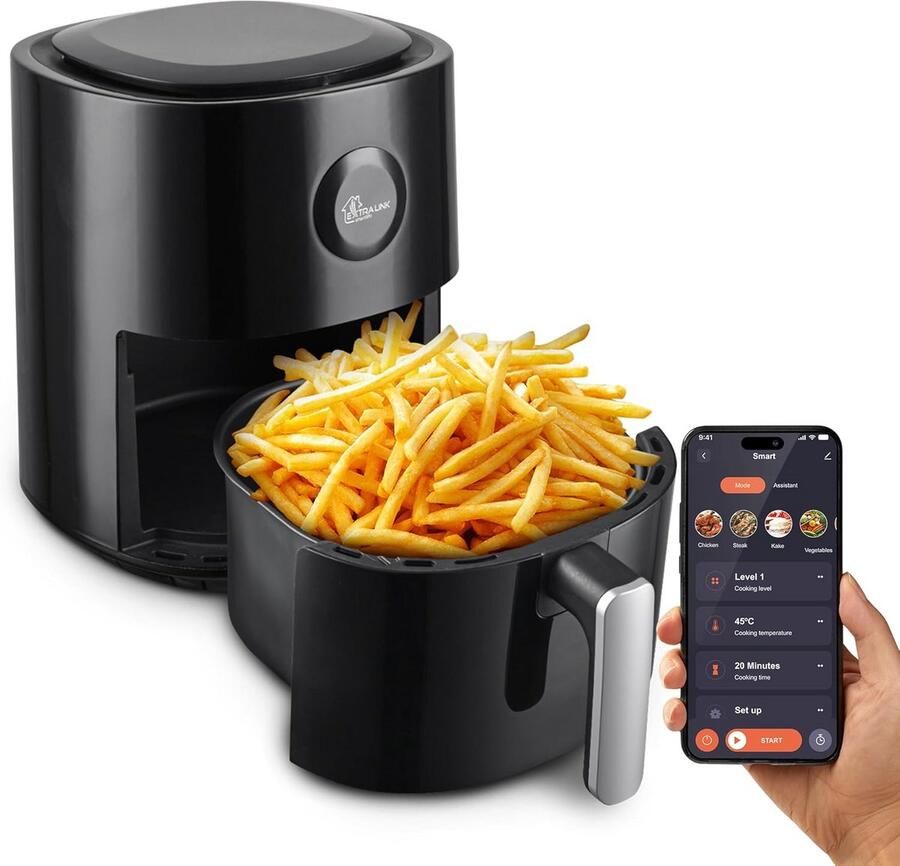 Slimme Heteluchtfriteuse met LED Touchscreen en App Bediening 4L