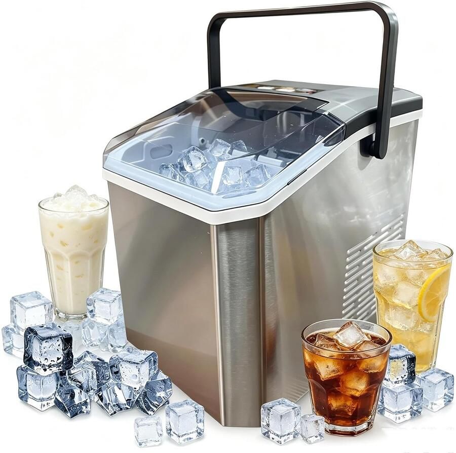 Slimme Ijsblokjesmachine Draagbare IJsmaker Dranken Koelen Snelle ie 9 Blokjes Per Cyclus Zilver