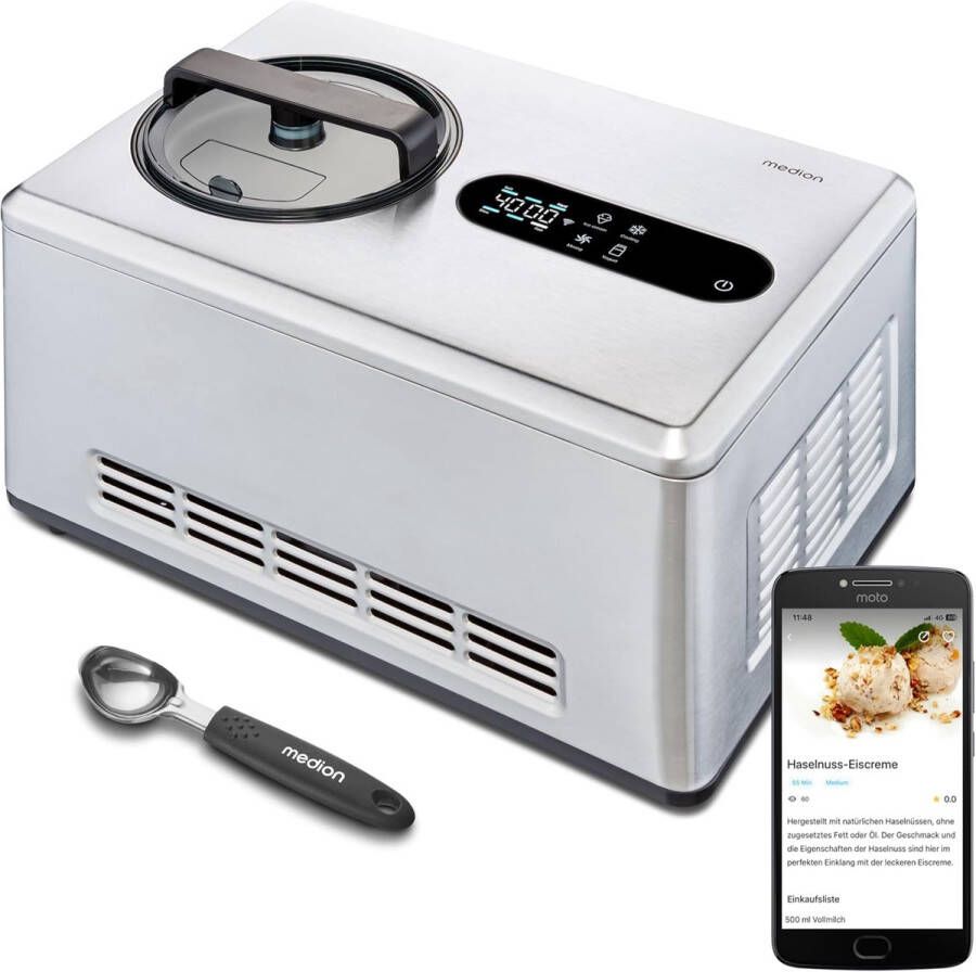 Slimme IJsmachine met Compressor voor Zelfkoeling 2 Liter Capaciteit App Bediening en Recepten