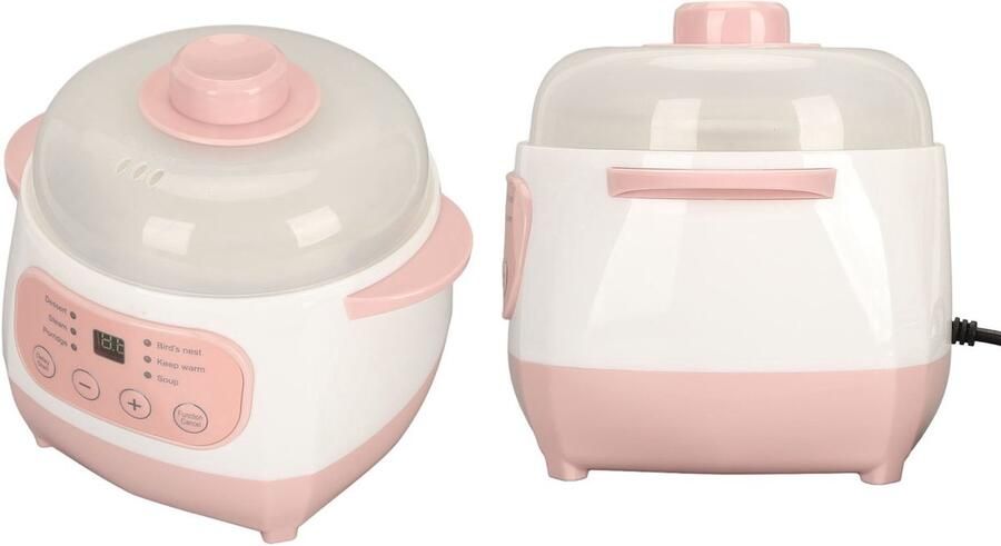 Slimme keramische elektrische slowcooker met anti-droogkookfunctie (1 liter) geschikt voor het koken van pap rijst en soep Europese standaardstekker
