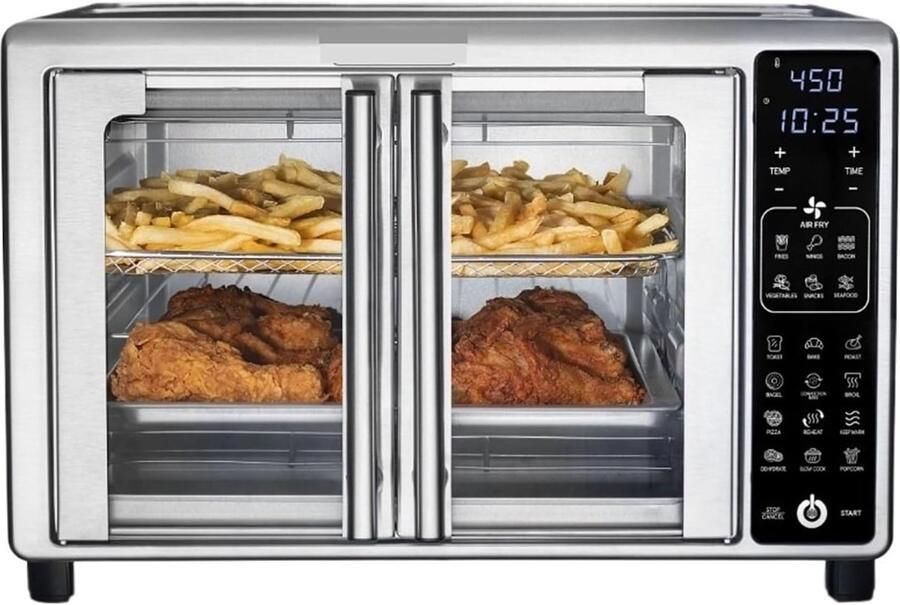 Slimme Luchtfriteuse Digitale Oven Gezond Koken 19 Voorgeprogrammeerde Instellingen 24 Liter Capaciteit Zwart