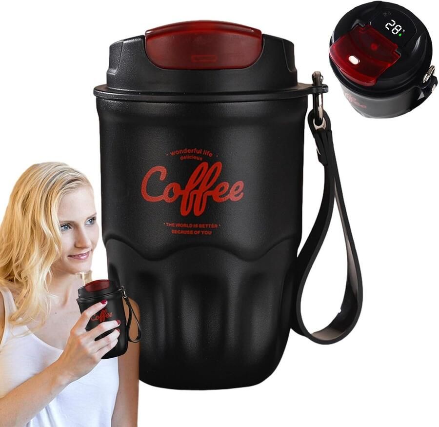 Slimme Mok Temperatuur Display Drinken Bewaren LED Touch Screen 360ml Inhoud Zwart