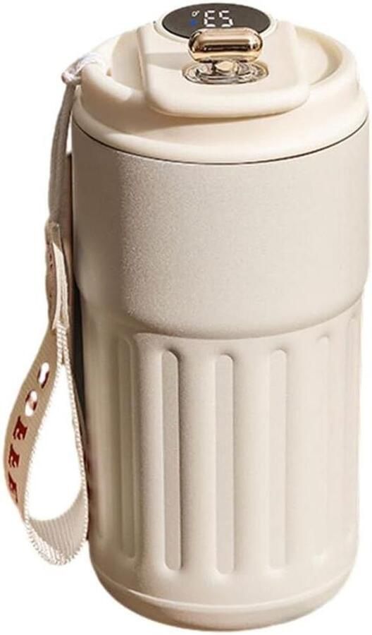 Slimme Thermosmok Koffiebeker Mok Drinken op Temperatuur LED Temperatuurdisplay 17 cm Hoog Wit