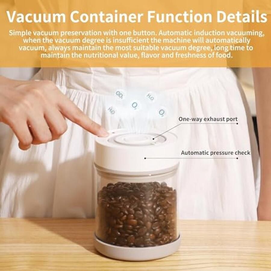 Slimme Vacuüm Opslagcontainer voor Voedsel Automatische Luchtdichte Glazen Container (1350 ml) - Foto 2