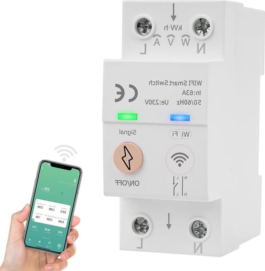 Slimme WiFi stroommeter 63A met spraakbesturing overspanningsbeveiliging en overbelastingsbeveiliging voor enkelvoudige fase AC metingen van 80-300V