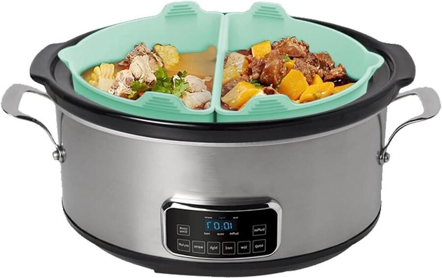 Slow Cooker Divider Insert Separator Laag Maaltijden Bereiden Twee Zones 6-8L Lichtgroen