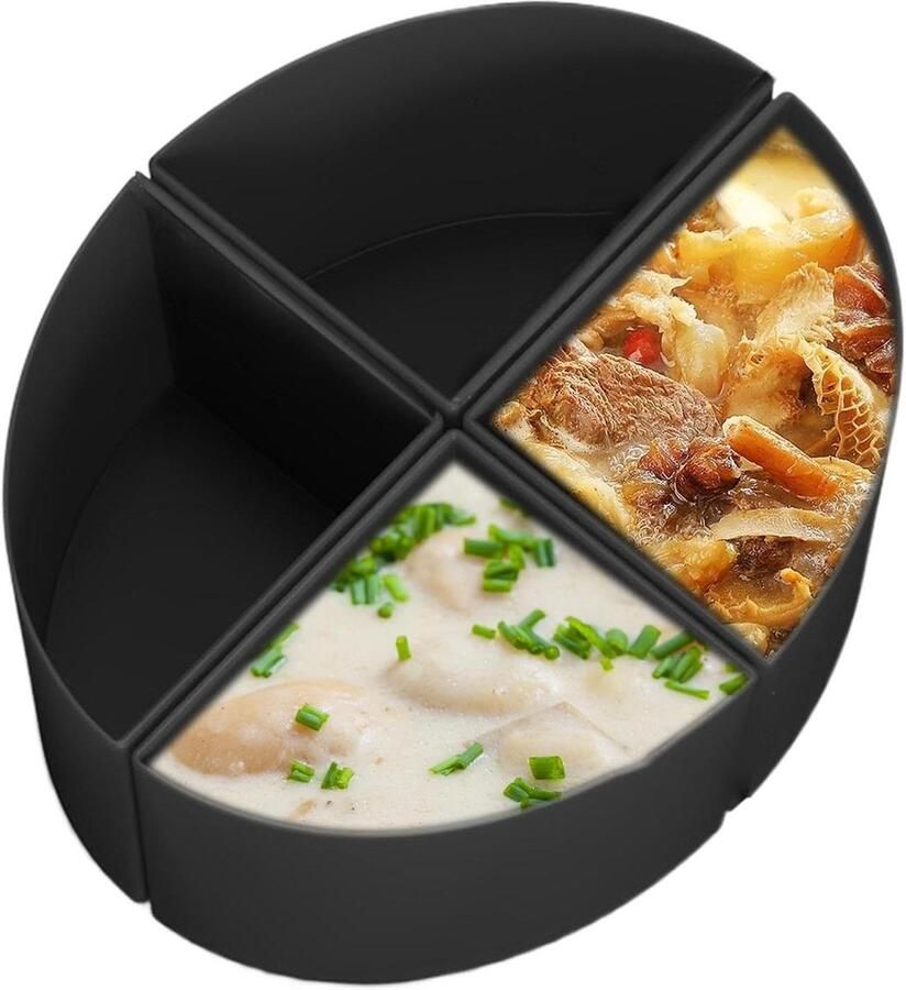 Slow Cooker Divider Inzetstuk Stoofpan Meerdere Maaltijden Koken Lekvrij Herbruikbaar 4-in-1 Zwart
