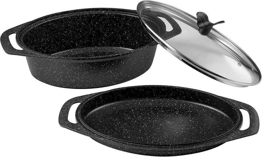 Slow Cooker Gietaluminium met Glazen Deksel Anti-aanbaklaag