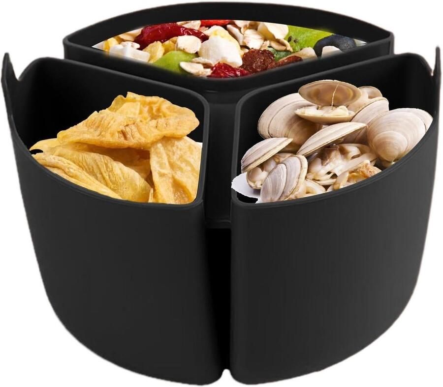 Slow Cooker Inzet Maaltijd Verdeler Porties Scheiden Drie Compartimenten 18x12cm Zwart