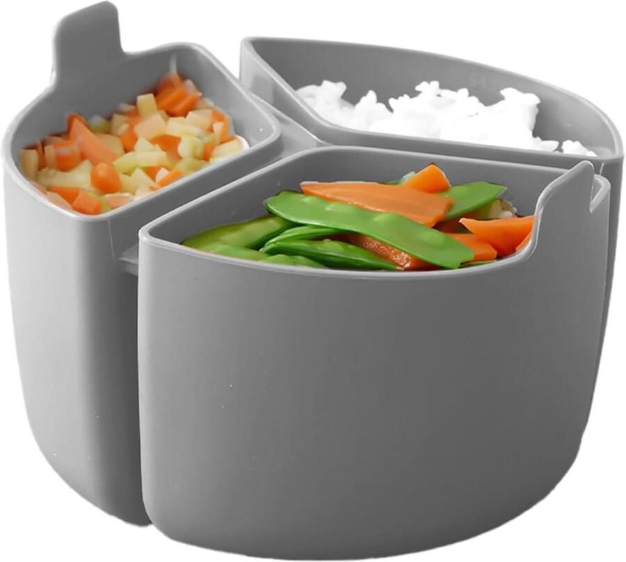 Slow Cooker Inzet Pot Divider Maaltijden Bereiden 3 Compartimenten 18 x 12 cm Grijs