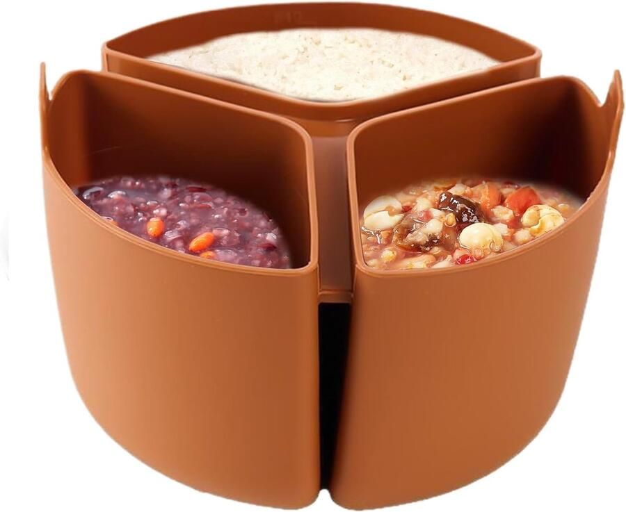 Slow Cooker Inzet Pot Divider Maaltijden Bereiden Drie Compartimenten 1800 ml Bruin