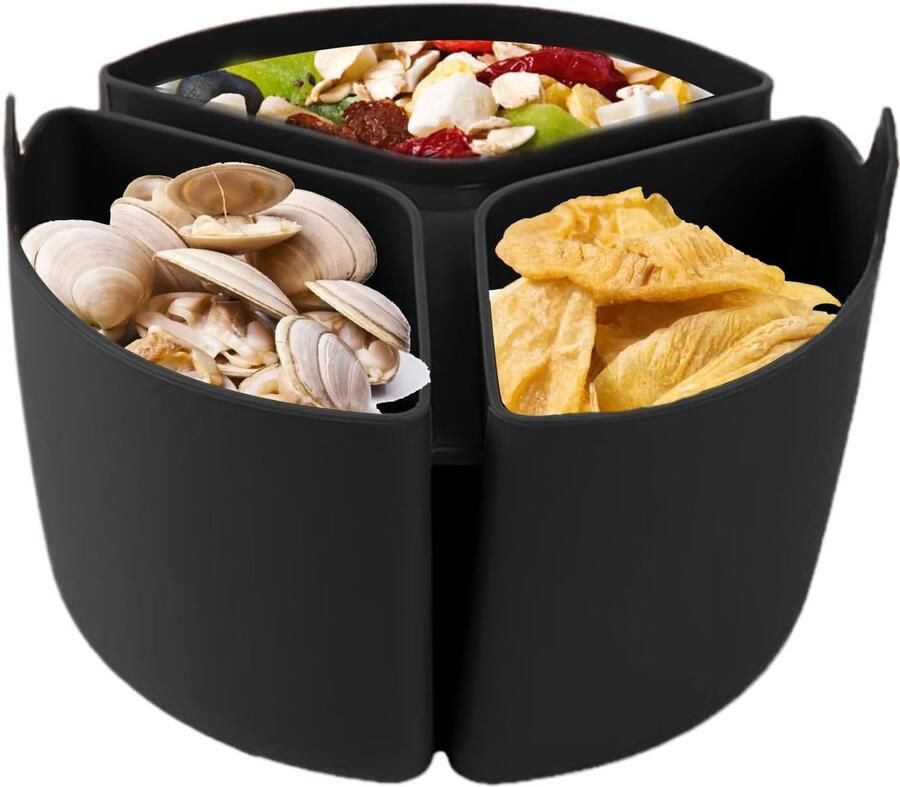 Slow Cooker Inzet Silicone Liner Maaltijden Scheiden 3-Vaks Ontwerp 18x12 cm Zwart