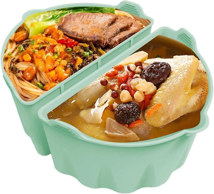 Slow Cooker Inzetstuk Separator Liner Meerdere Gerechten Koken Smaak Scheidend 6-8 QT Lichtgroen