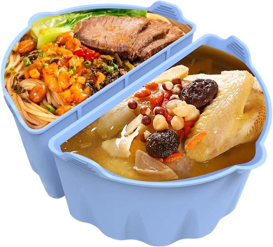 Slow Cooker Inzetstuk Separator Liner Meerdere Gerechten Koken Voorkomt Smaak Vermenging 6-8 QT Lichtblauw